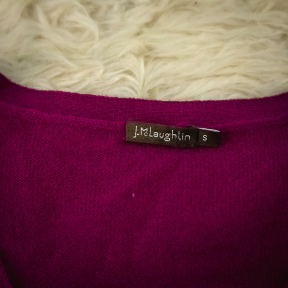 J. McLaughlin Size Small S Magenta Pink V Neck Button Cashmere Cardigan Sweater - Picture 4 of 6